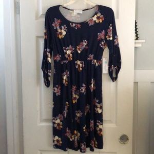 French Grey Floral Dress